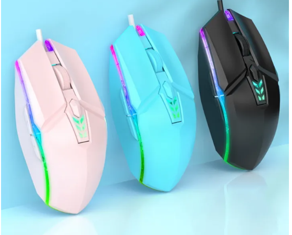11 Wired USB Gaming Mouse 3200DPI Adjustable Silent Mouse Optical LED - Black